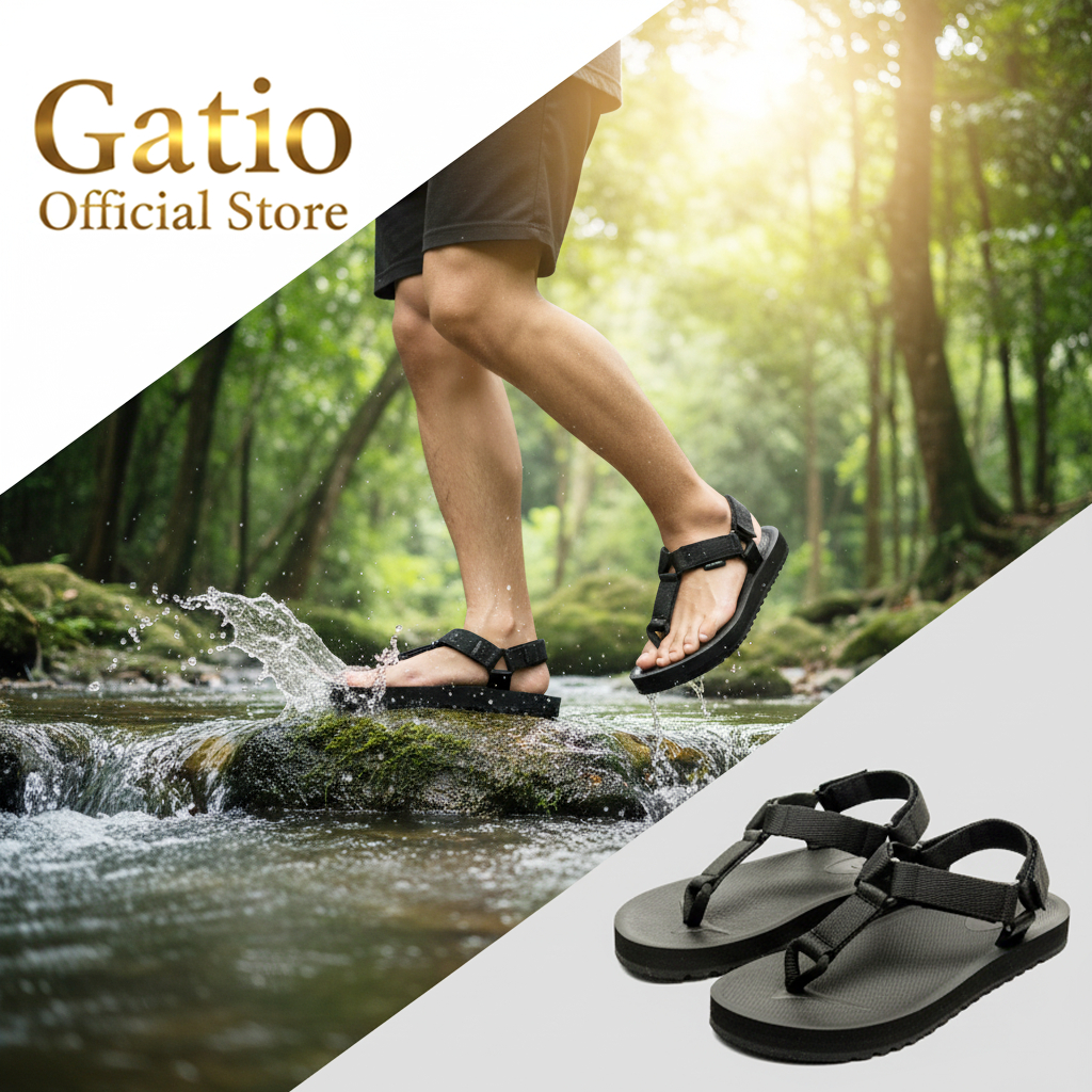 Gatio - RQ55 - Everest Mens Mountain Sandals with Rubber Sole, Outdoor Hiking Tracking, Detachable Back Strap, Size 34-43
