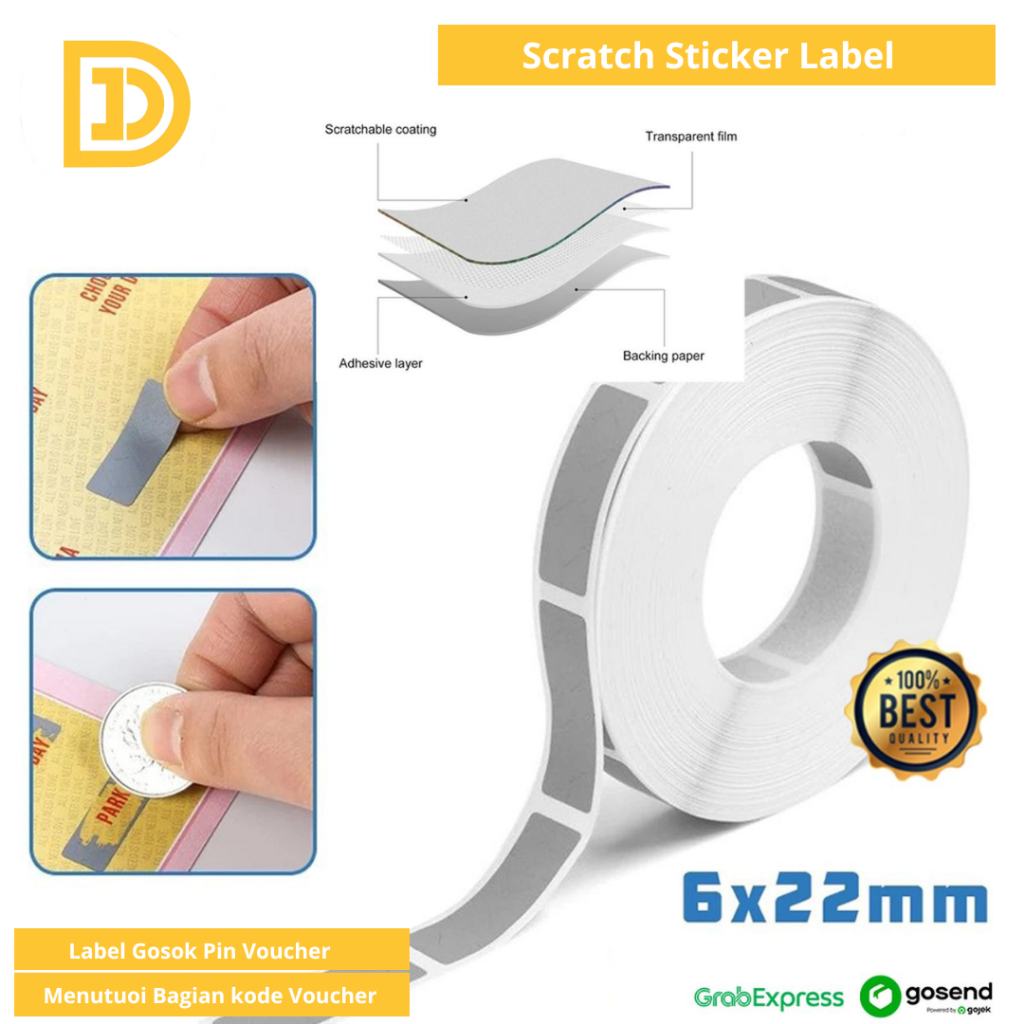 ป้ายสติ๊กเกอร์ Rub Pin Voucher Scratch Sticker Barcode Sticker Cover Label Stick Seal รหัส Vocher Pe