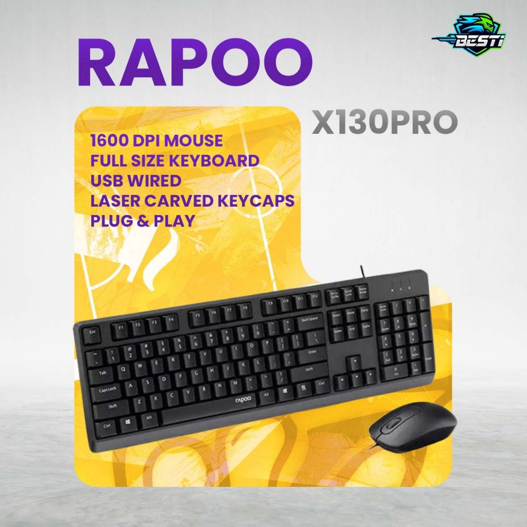 Rapoo Combo Set เมาส์คีย์บอร์ดแบบมีสาย X130 Pro