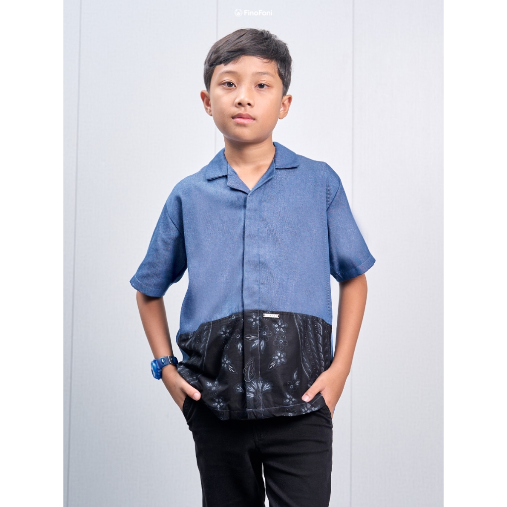 KEMEJA FinoFoni Gavin Blueberry Boys เสื้อเชิ้ตแขนสั้น