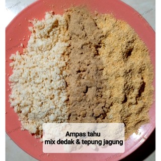 Ampas Tahu mix Dedak dan Tepung jagung pakan ternak (Sudah Permentasi ) 1kg - COD