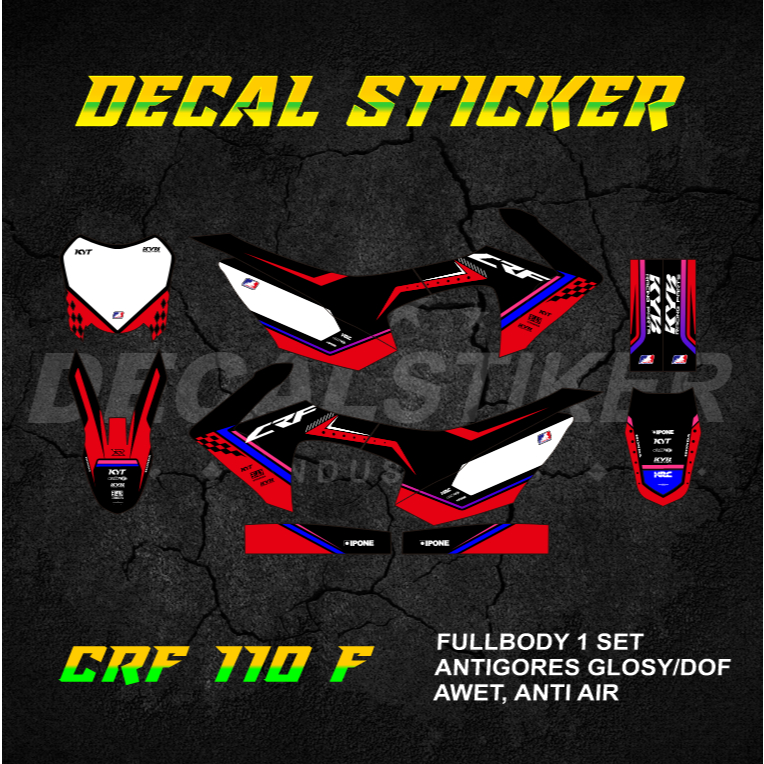 STABILO HIJAU UNGU MERAH DECAL STICKER CRF 110 FULLBODY (015) DECAL STICKER MINIMOTO 110F F MINITRAI