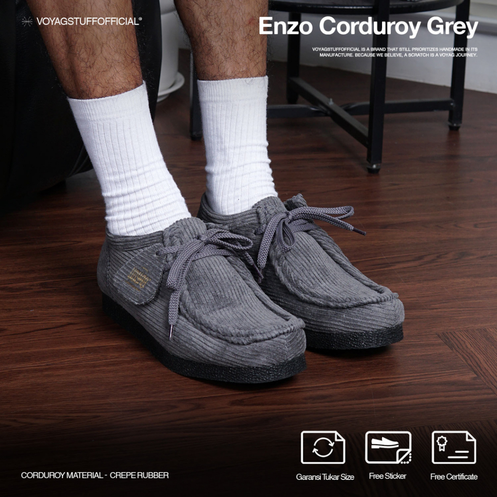 Voyagegstuffofficial - Enzo Corduroy Grey - รองเท้าผู้ชาย Chunky Wallabee