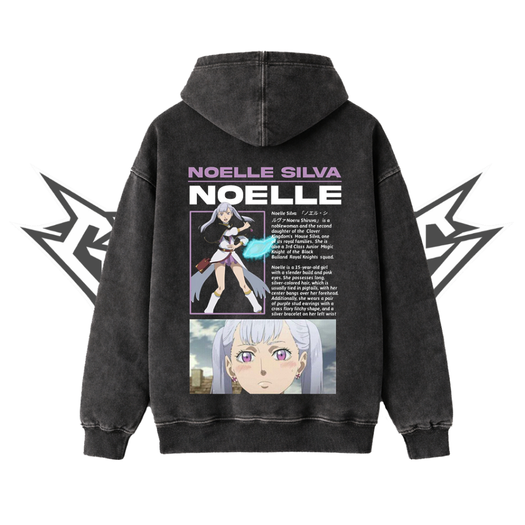 Glatosphere "Noelle Silva" Stone Wash Hoodie | ซักผ้า | เสื้อแจ็คเก็ต | เสื้อฮู้ดอนิเมะ | ไม่จํากัดเ