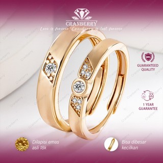 Cincin Couple wanita Dan Pria Cranberry Jewelry Paket Double Ring Elegan Cantik kombo 1 gram karat Carat Yang Elegant wedding Couple Pasangan Cowo Pria High Quality Perhiasan Anti Karat Luntur Berubah Garansi 1 Tahun Permata COD D115