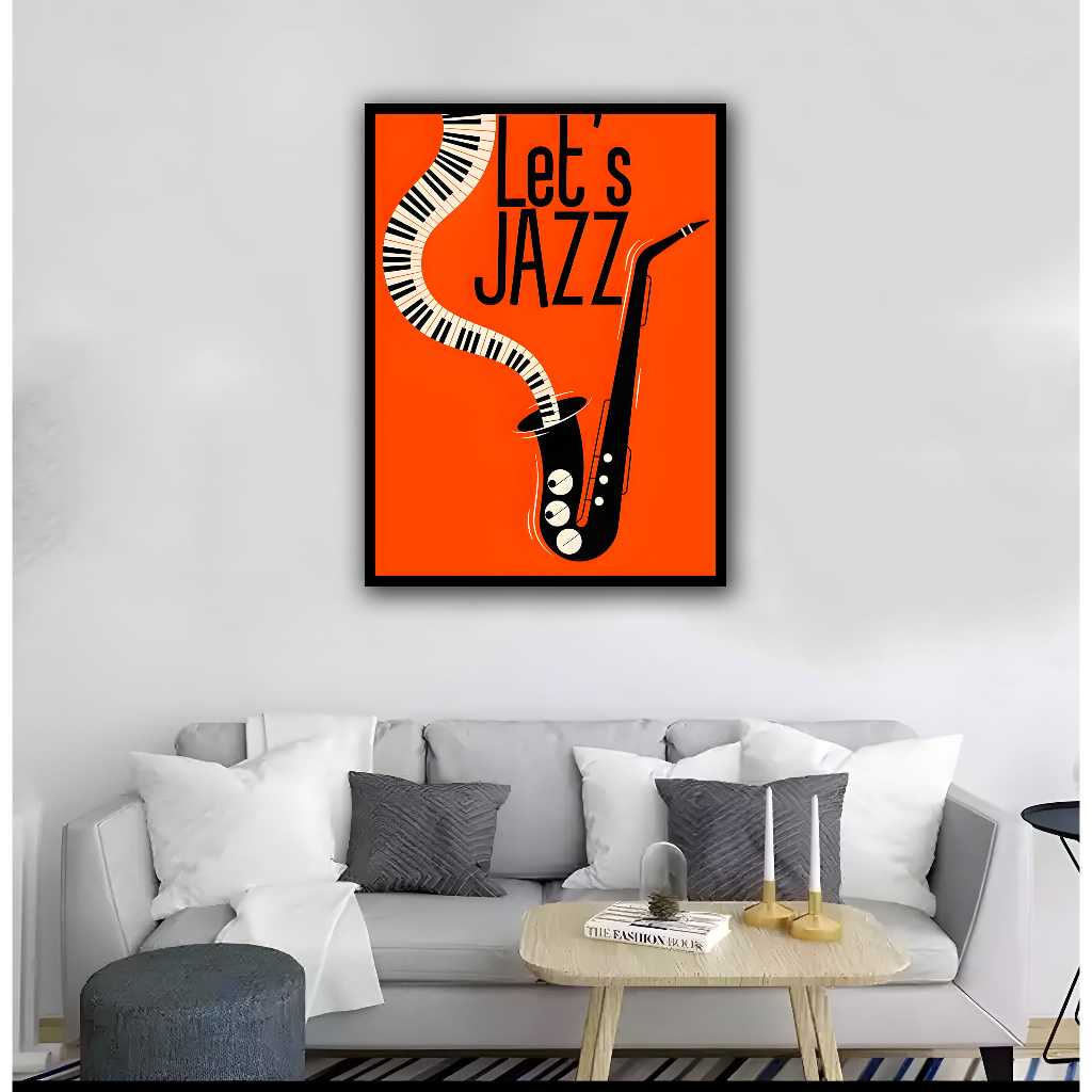 LETS JAZZ MUSIC FRAME POSTER - WALL DISPLAY DECORATION