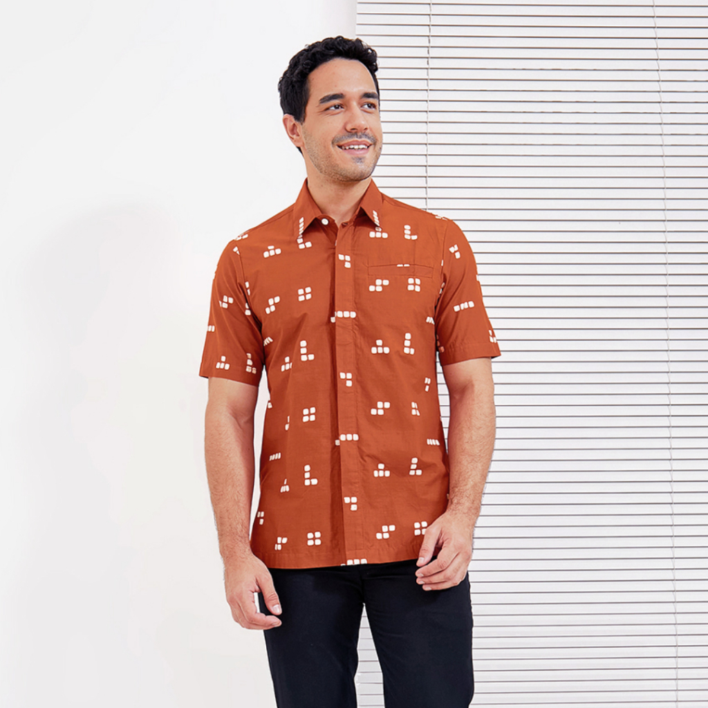 KATUN KEMEJA Nayara Noah SH ผ้าฝ้ายแขนสั้นกระเป๋าเสื้อบาติกแฟชั่นผู้ชาย