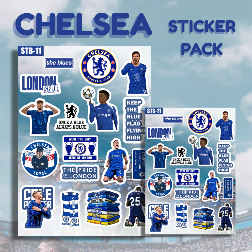 Chelsea Football Club Sticker Vinyl Pack – Chelsea FC Blues London Is Blue Waterproof Vinyl Sticker Laptop Tumbler Fans Football Merchandise Aesthetic Durable Waterproof Sticker