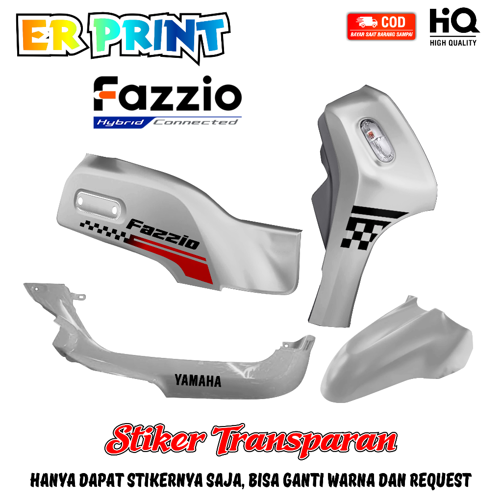 Fazzio สติ๊กเกอร์ใส Anti-Fade Cool Fazzio Striping Racing Design 3
