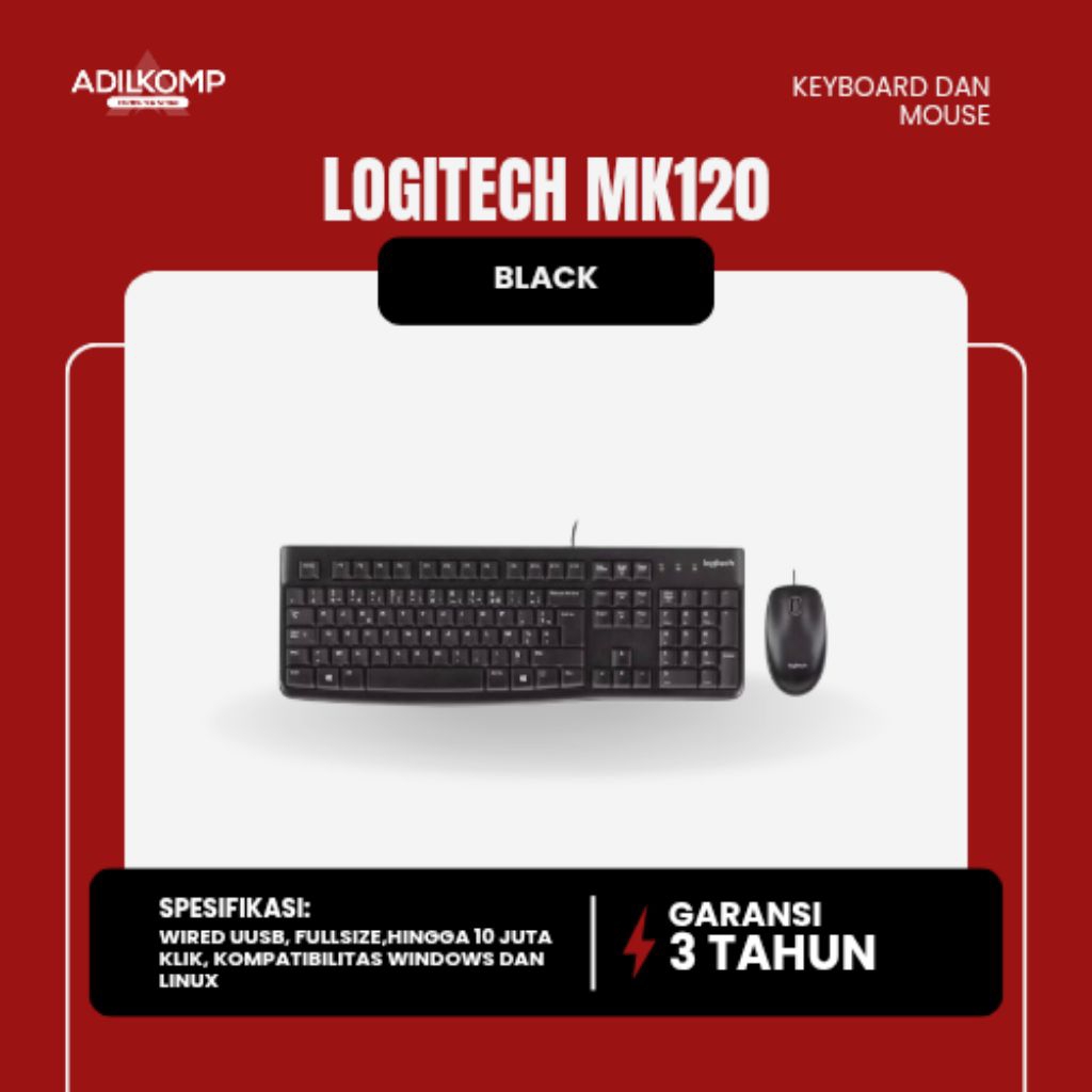 เมาส์คีย์บอร์ด LOGITECH MK120 WIRED