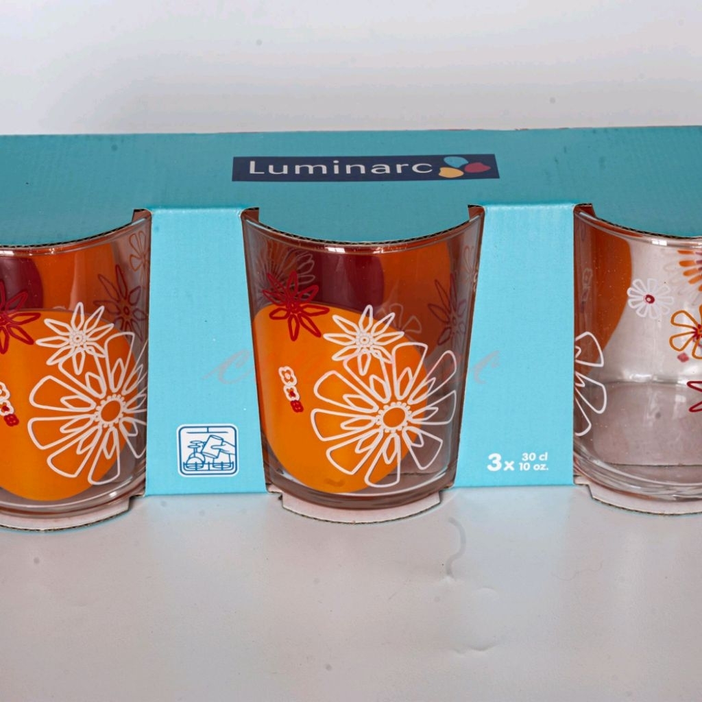 Luminarc Tumbler O/F 30 cl Made in France ชุดถ้วยแก้วลาย 3 ชิ้น