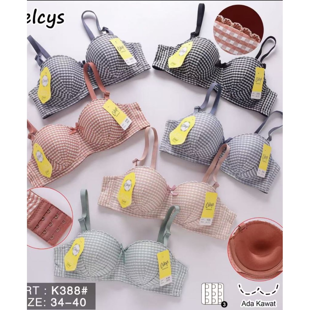 K388 ถ้วยชั้นในไร้โครง A button 2 Bra push up โฟมขนาดกลาง ขนาด 34.36.38.40