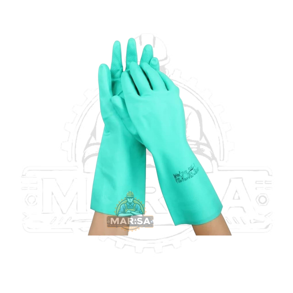 HIJAU ANSELL AlphaTec Solvex Gloves 37-176 Green Nitrile Chemical Protection