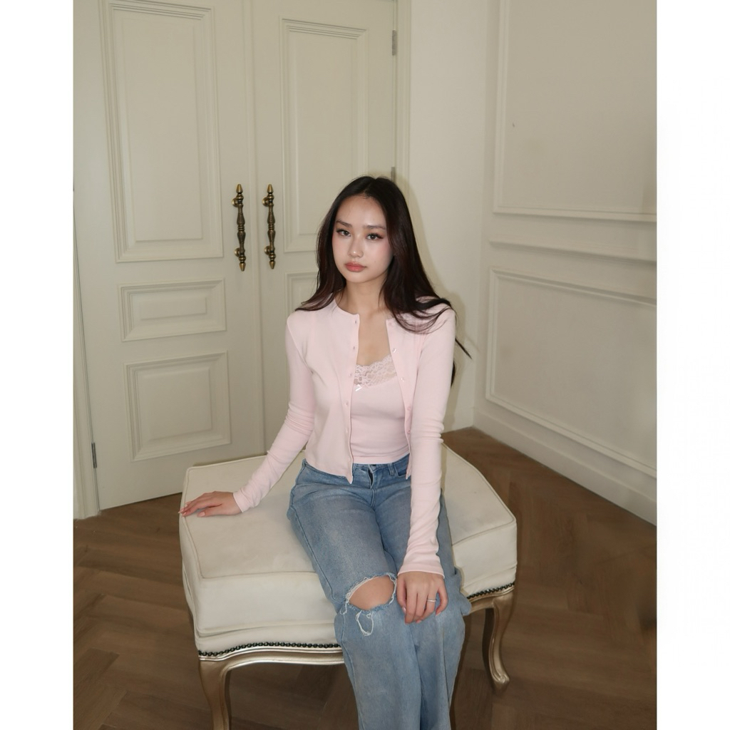 ชุดลูกไม้ TESSA CARDIGAN || เสื้อกล้ามลูกไม้แขนยาว Casual Coquette Basic Casual เสื้อด้านนอกอย่างเป็นทางการ