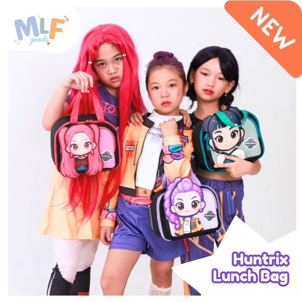 MLFG - Huntrix Lunch Bag for Girls Cartoon Character Huntrix Rumi Zoey Mira ดีไซน์น่ารักสําหรับเด็กน