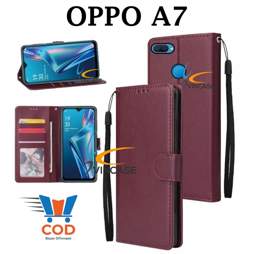 OPPO A7 FLIP LEATHER CASE PREMIUM - FLIP WALLET CASE LEATHER สําหรับ OPPO A7 - WALLET CASE | FLIP CO