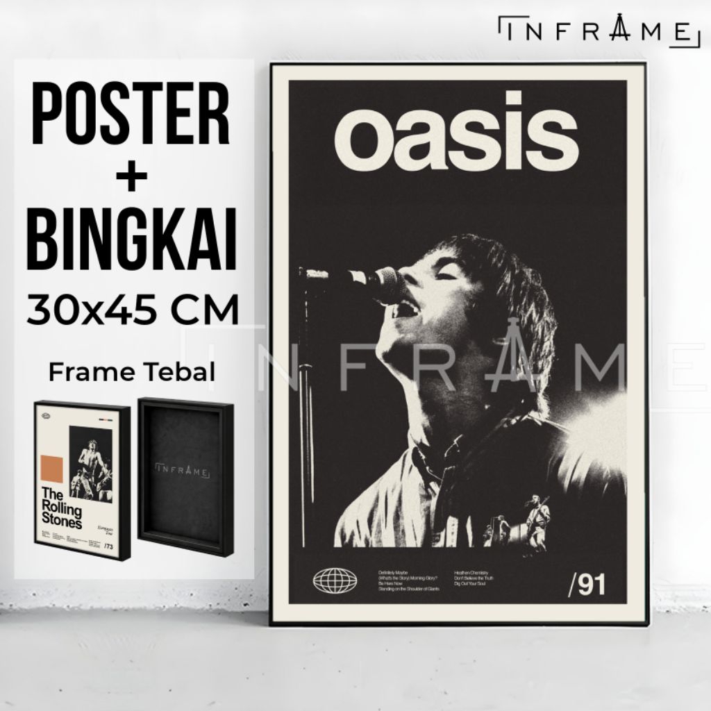[ MUSIC ] INFRAME Aesthetic MUSIC Band Poster + Frame – Oasis Room Wall Display RHCP The Beatles Rad