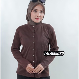 Atasan Knit Wanita Lengan Panjang Basic Korean Top Outer Baju Knit Kancing Aktif Wanita