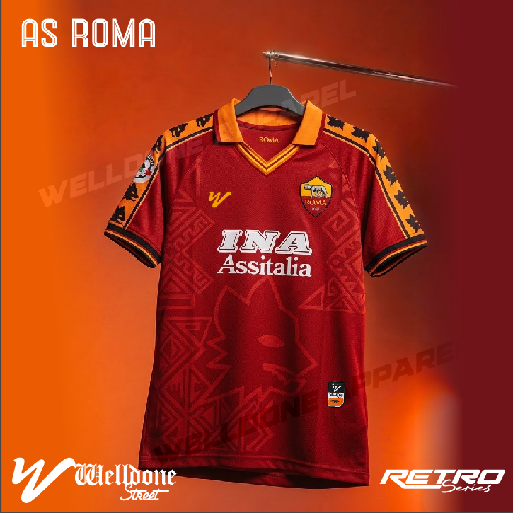 ชุดฟุตบอลโลก! RETRO ASROMA CLUB JERSEY / FOOTBALL JERSEY / SUPPORTER JERSEY / VINTAGE JERSEY / CLASS