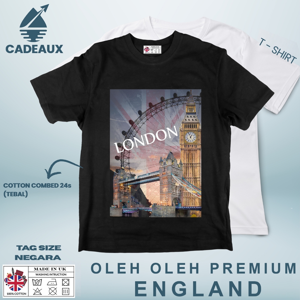ENGLAND SOUVENIR เสื้อยืด 29 พร้อมแท็ก ASAL INGRRIS Cotton Combed 24s SOUVENIR ของขวัญพรีเมี่ยม