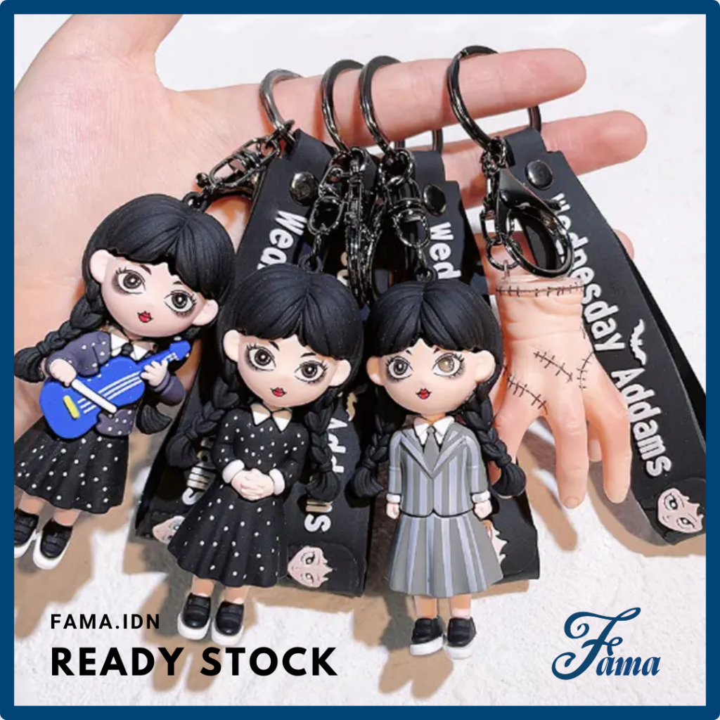 GANTUNGAN FAMA - Wednesday Chibi พวงกุญแจ 3D วันพุธน่ารัก Addams