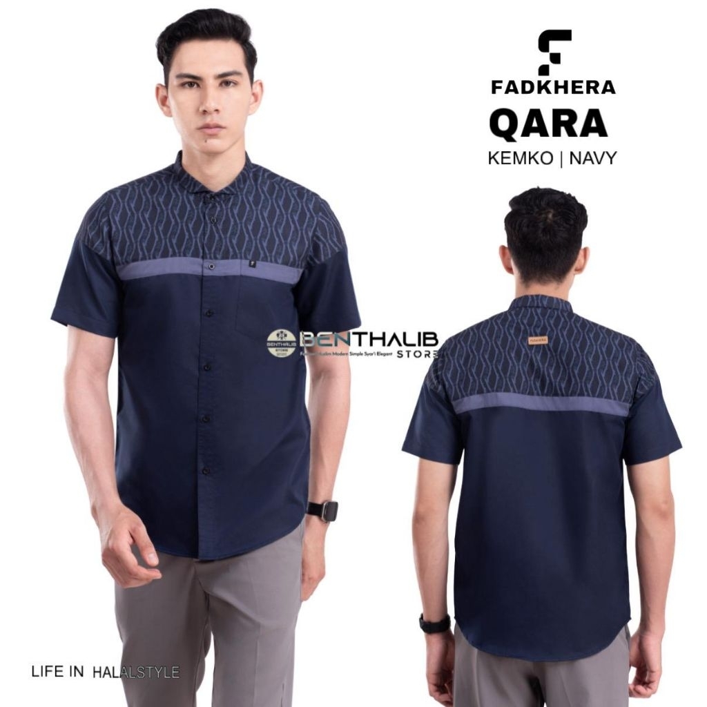 Fadkhera Qara Short Modern Kemko Shirt for Adult Men, Short Sleeve Slimfit