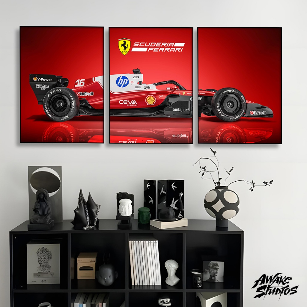 โปสเตอร์เฟรมรถสูตร 1 3 ชิ้น – Motorsport F1 ตกแต่งห้อง / ห้องนั่งเล่น