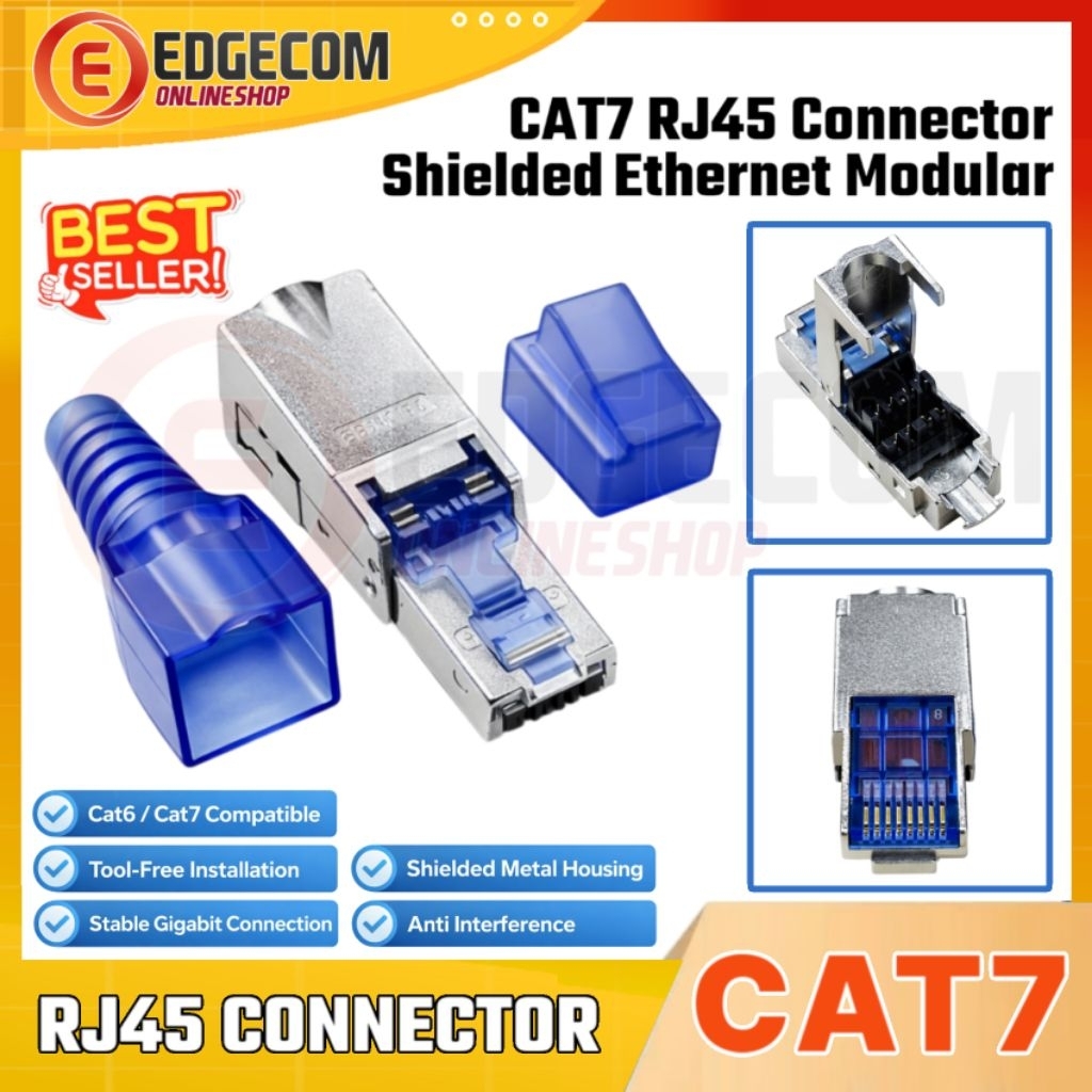 Cat7 RJ45 Connector Shielded Ethernet PlugRj45 Connectors Cat 7 หัวคริสตัล 10G 8P8C
โลหะโลหะผสมสังกะ