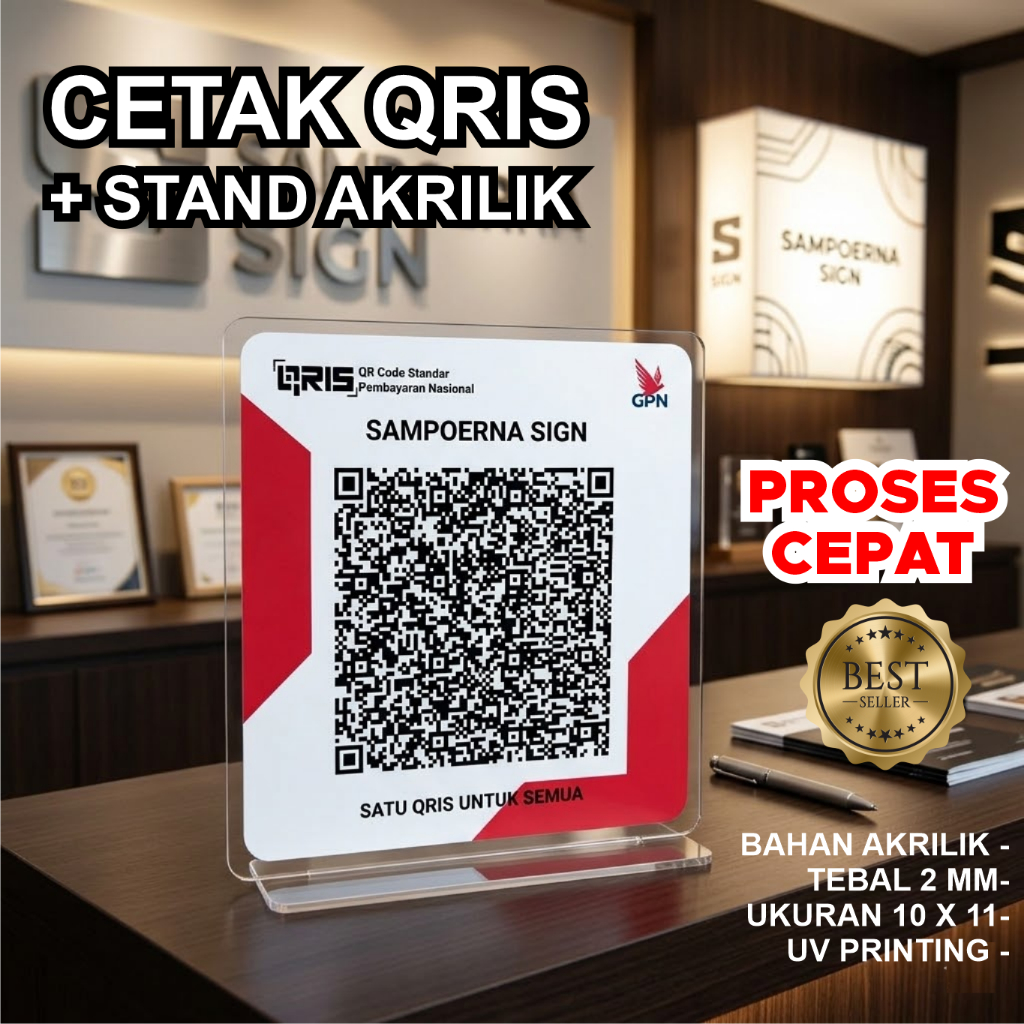 QRIS PRINT PLUS STAND / QRIS ACRYLIC STAND / QRIS PRINT PLUS ACRYLIC