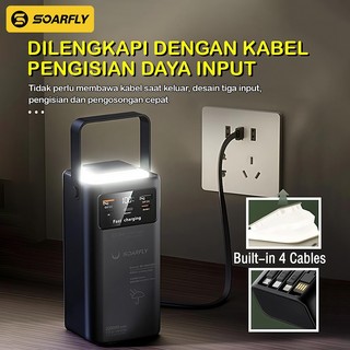 Powerbank Kapasitas Ultra 60000mAH Dengan 4 Kabel Bawaan, Pengisian Cepat 22.5W, Lampu LED, Portabel Untuk Aktivitas Outdoor