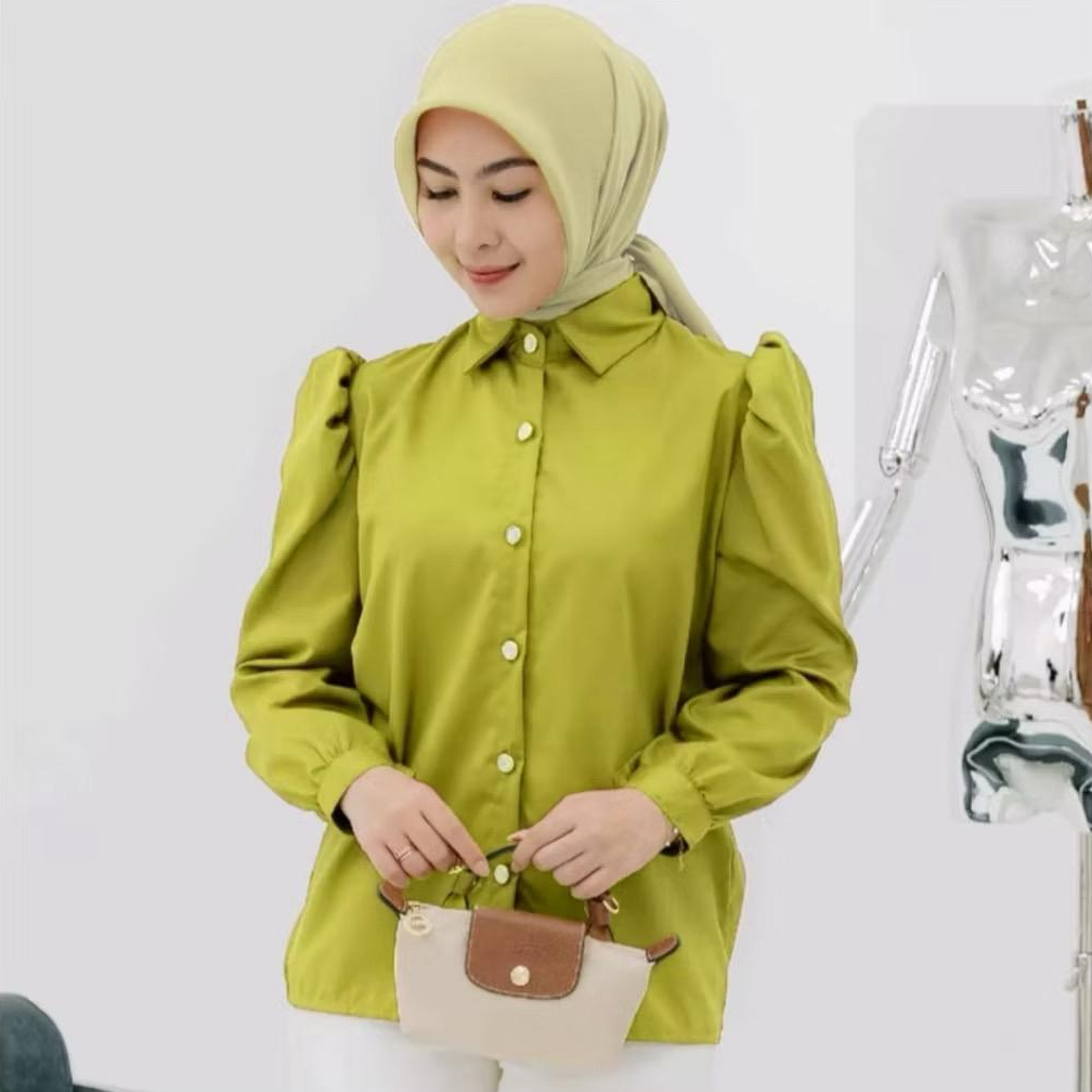 KATUN KEMEJA Bella Puffy Blouse Shirt Womens Long Soft Cotton Top