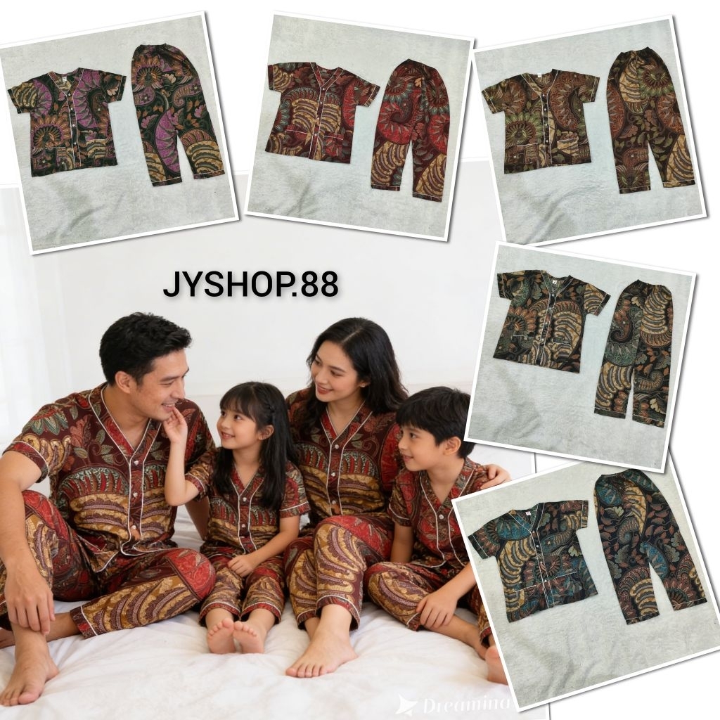 กระเป๋าต้นฉบับ COUPLE MOTIF BATIK PAJAMA SLEEVE CODE K008 CP/PJT 3/4 SLEEVE