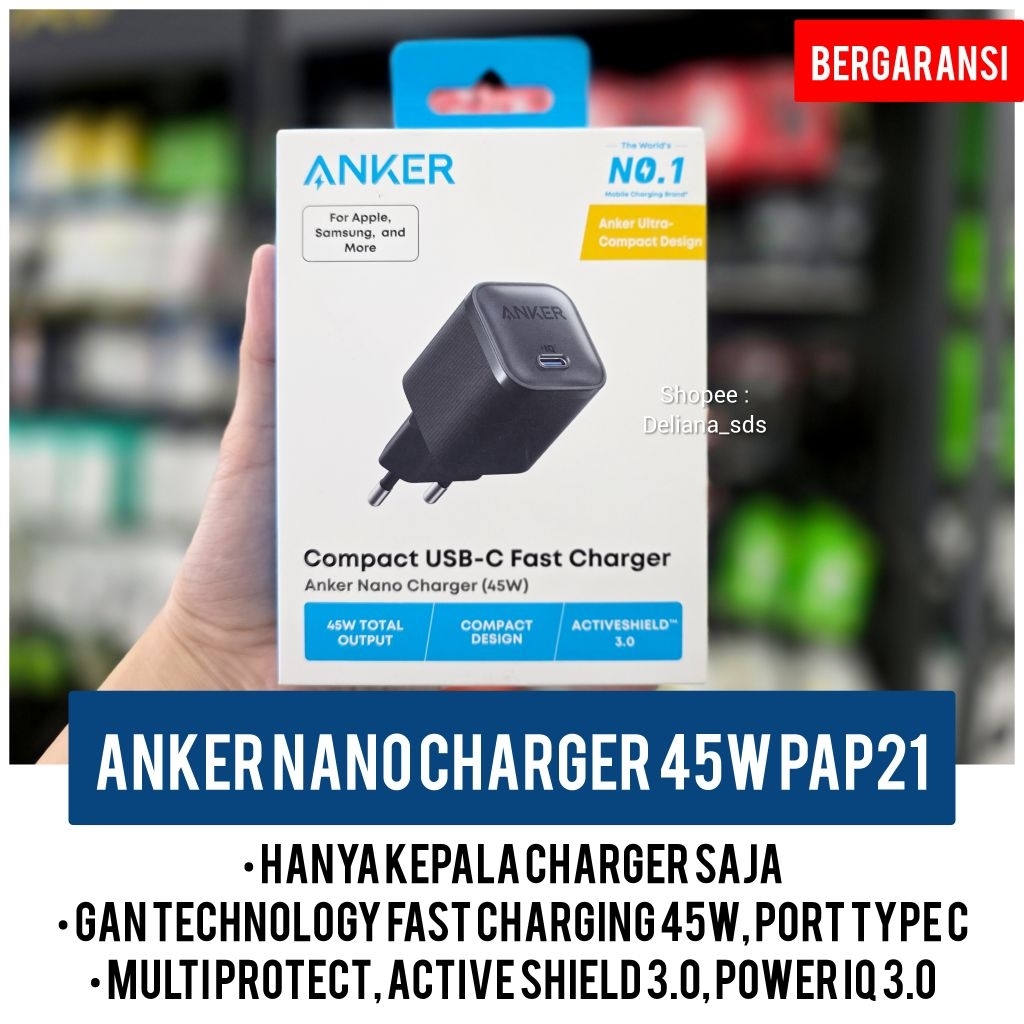 Anker Nano Charger 45W PAP21 Type C อย่างเป็นทางการรับประกัน 1 ปี Anker 45W หัวชาร์จ Anker Type C 45