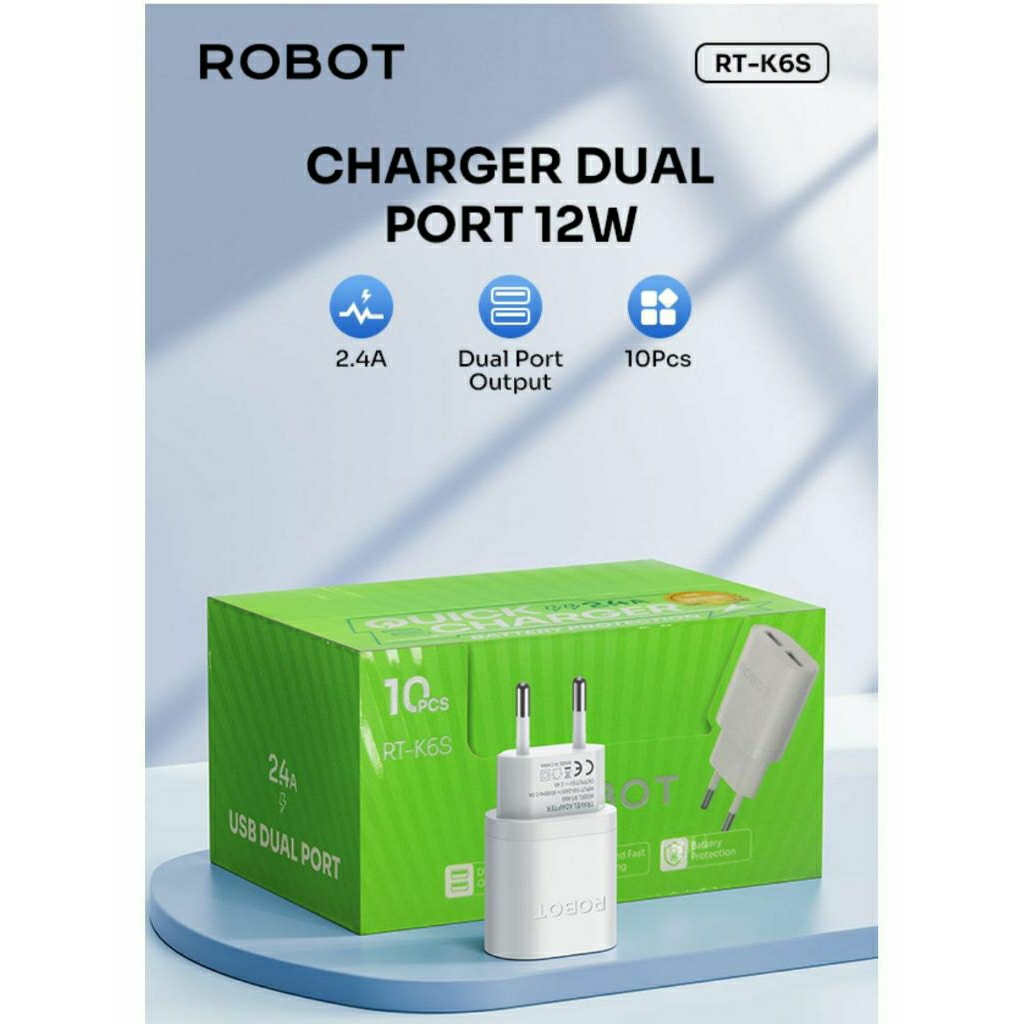 ROBOT RT-K6S DUAL PORT 2.4A หัวชาร์จ