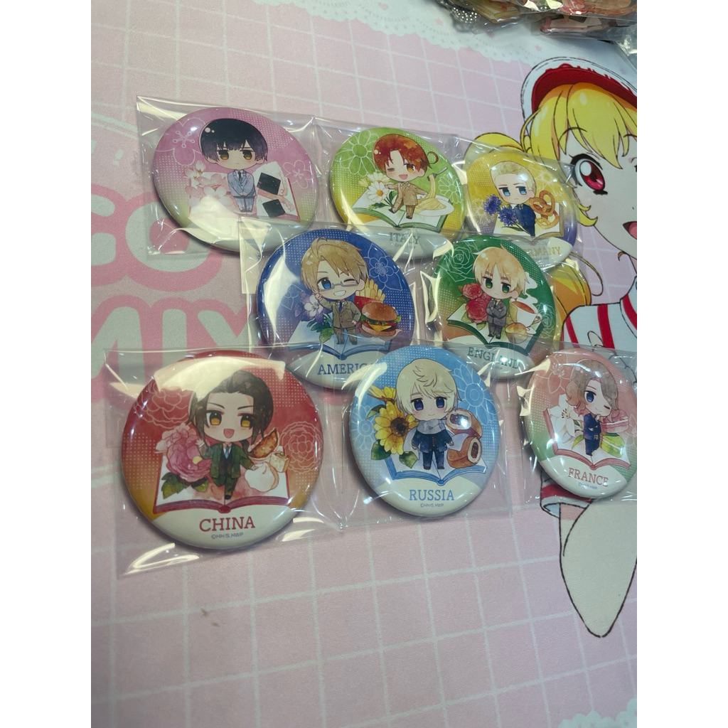 Hetalia Axis Power world Stars Food Book Character Badge Pin England America Germany อิตาลีญี่ปุ่นฝร