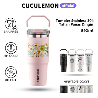 CucuLemon Tumbler Termos Stainless Steel Vacuum 890ml Sport Tahan Panas Dingin Portable Botol Minum