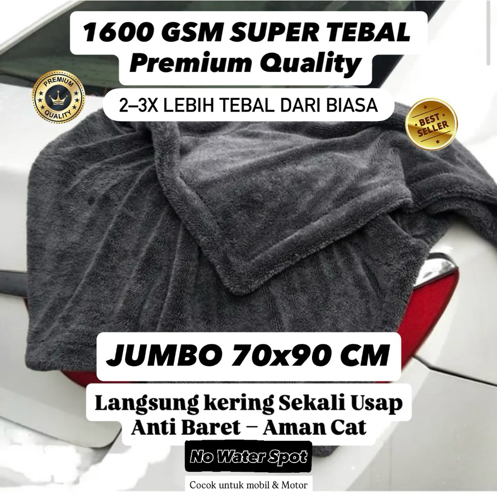 ผ้าไมโครไฟเบอร์จัมโบ้ 1600 GSM รายละเอียดหนาพิเศษพรีเมี่ยมรถรถจักรยานยนต์ผ้าขนหนูแห้ง Anti-Scratch ซ