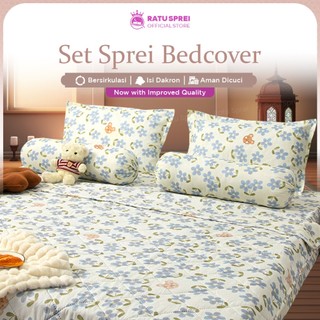 Set Bedcover Sprei Sarung Bantal Guling Microtex Sprei Set Selimut Sarban Dan Sargul - RATU SPREI