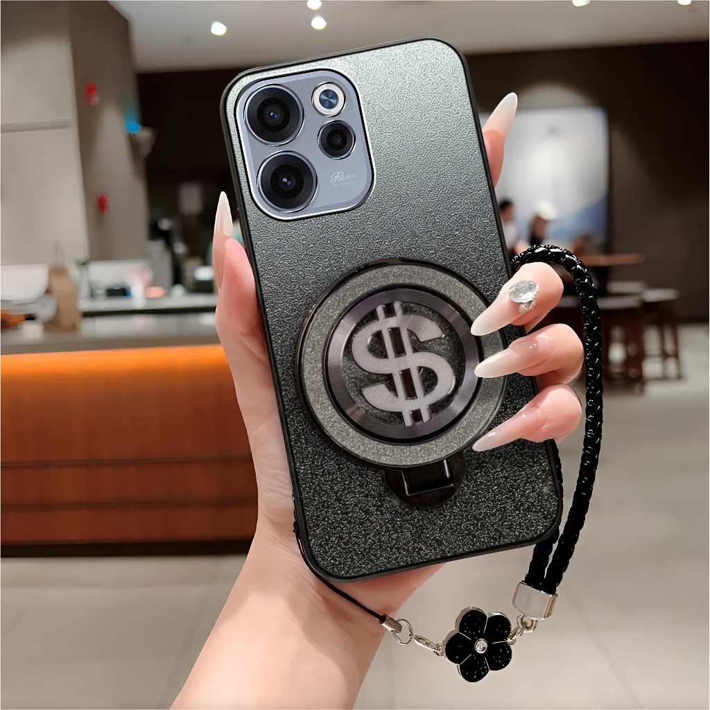 Softcase Oppo Reno 15/15F 5G Glitter Dollar Ring Holder ฟรีเชือกเส้นเล็กดอกไม้