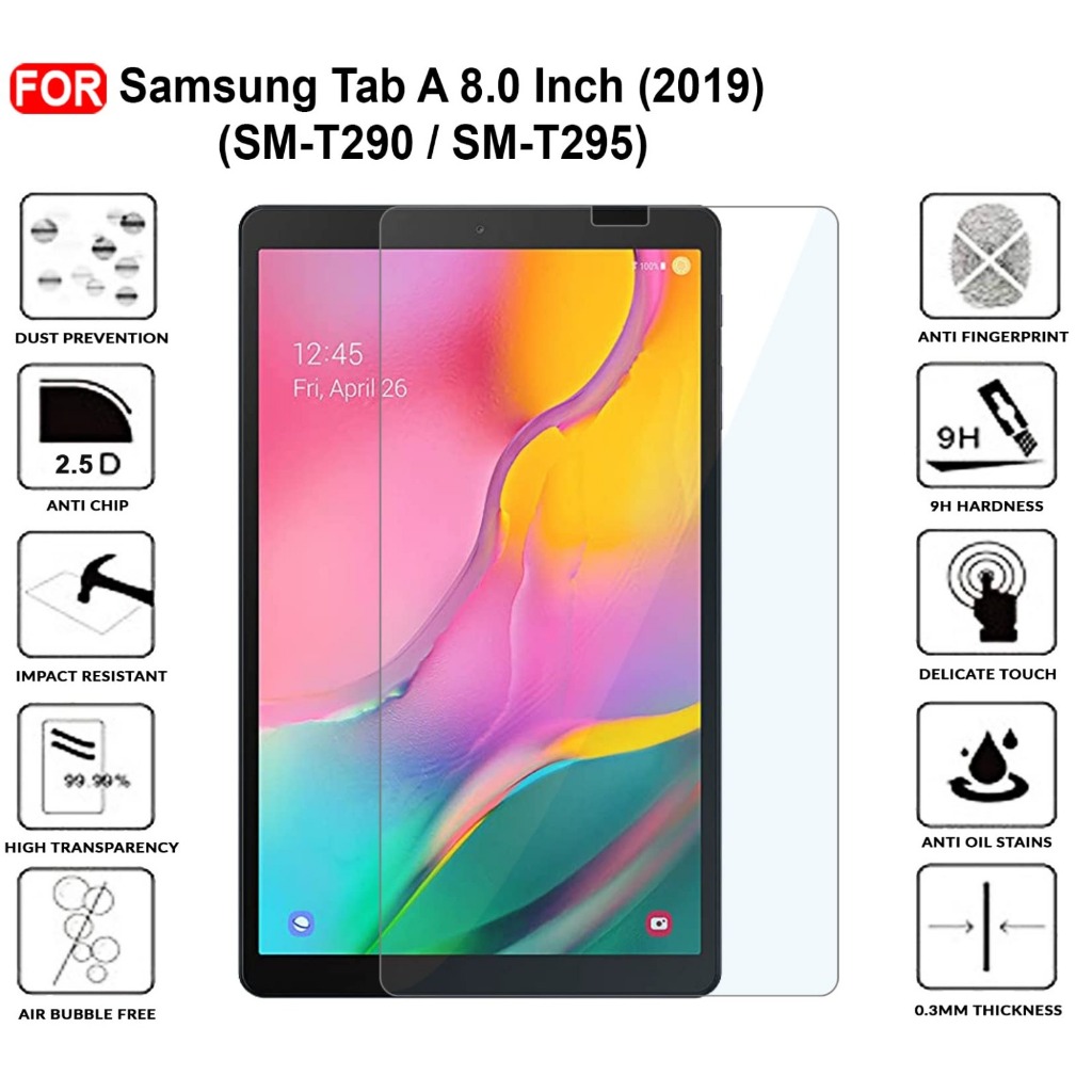ป้องกันรอยขีดข่วน Samsung tab A 8.0 "นิ้ว 2019 /T290 /T295 / ป้องกันรอยขีดข่วน samsung tab a8 / กระจ