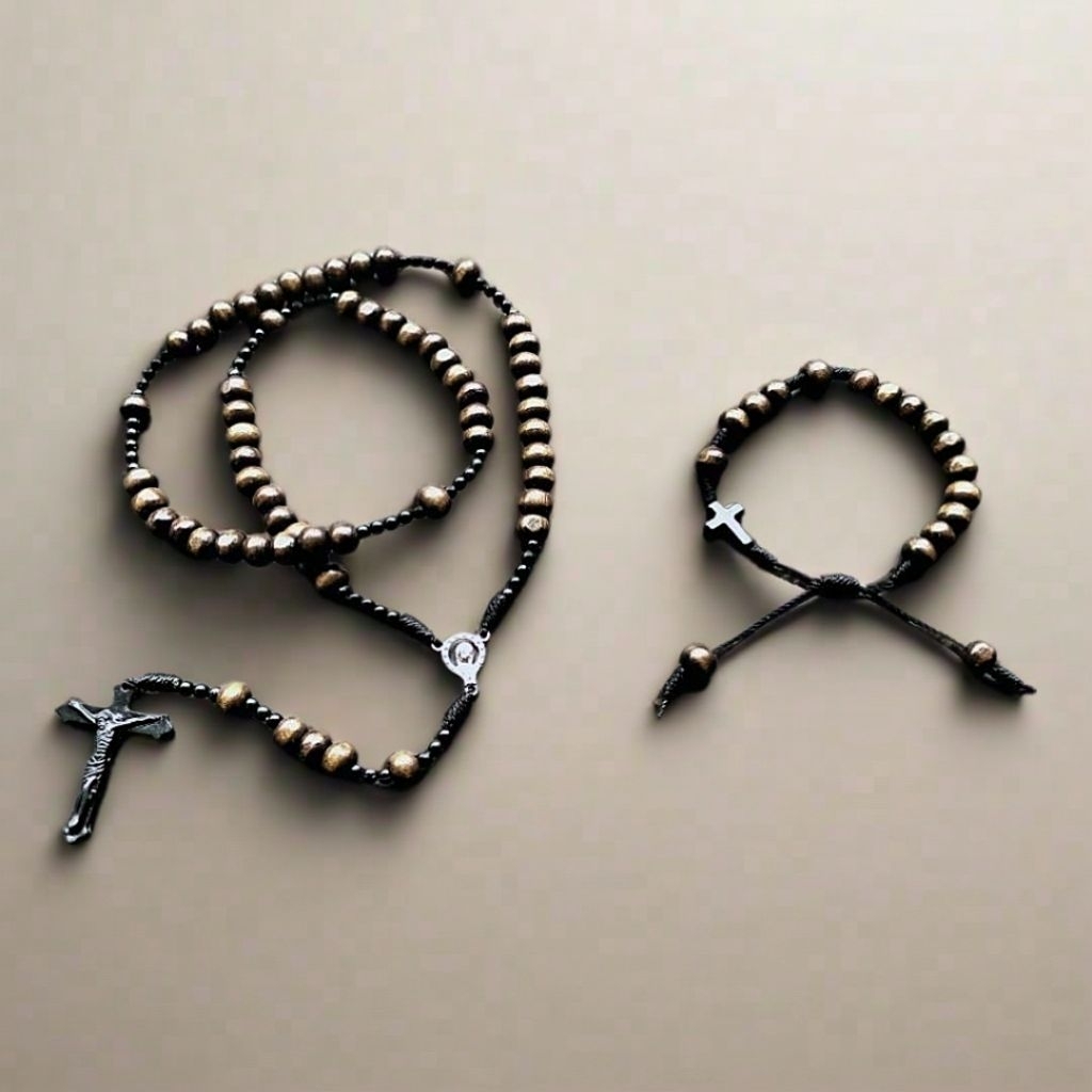 RG214 ROSARY PACKAGE + WOODEN BRACELET CATHOLIC COUNTER
