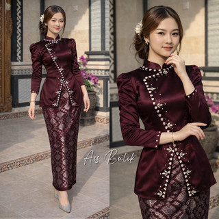 (Ready XXL) Oneset Inara Rok Songket Terbaru Kebaya Set Kurung Melayu Wanita Seragam Bridesmaid Baju Pesta Kondangan