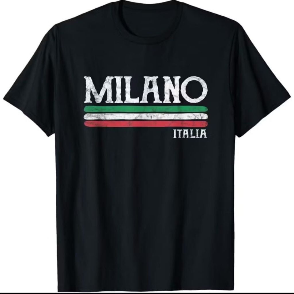 MILANO ITALY SIMPLE T-SHIRT WITH FLAG WRITING