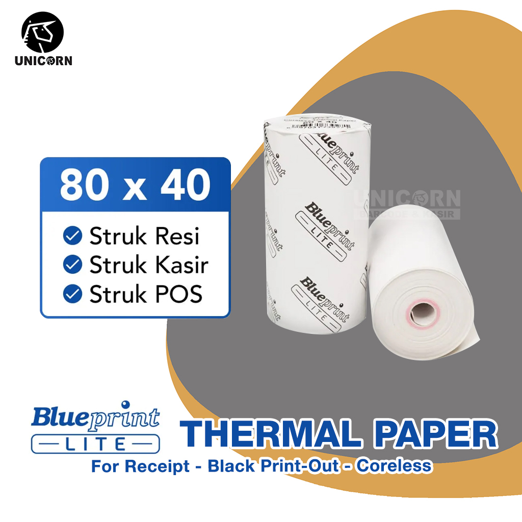 กระดาษแคชเชียร์ความร้อน Coreless - Blueprint Lite 80x40 / 80 x 40