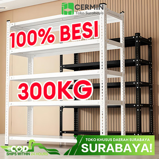 Rak Besi Siku 5 Tingkat 120x40x200cm Rak Gudang Supermarket Dapur Multifungsi