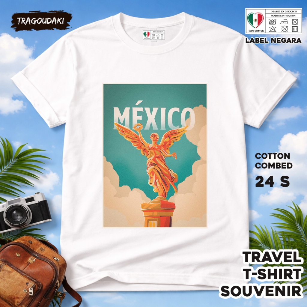 MEXICO ของที่ระลึก T-SHIRT MEXICO 25 Tag ของที่ระลึก เสื้อเชิ้ตทําจากผ้าฝ้ายหวี 24s