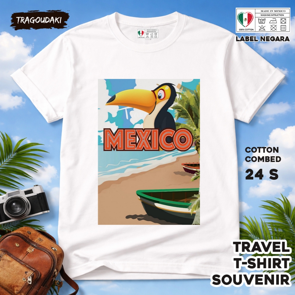 MEXICO ของที่ระลึก T-SHIRT MEXICO 30 Tag ของที่ระลึก เสื้อเชิ้ตทําจากผ้าฝ้ายหวี 24s