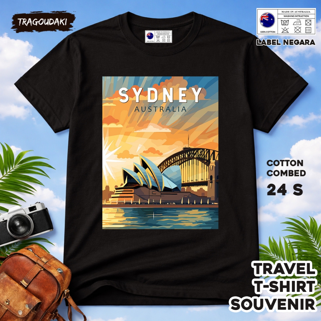 เสื้อยืดของที่ระลึก AUSTRALIA AUSTRALIA เสื้อของที่ระลึก 47 ทําจากผ้าฝ้ายหวี 24 วินาที