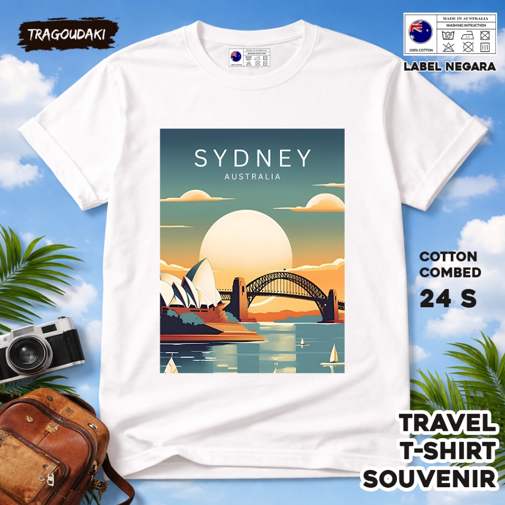 เสื้อยืดของที่ระลึก AUSTRALIA AUSTRALIA 67 Tag ของที่ระลึกเสื้อผ้าทําจากผ้าฝ้ายหวี 24s