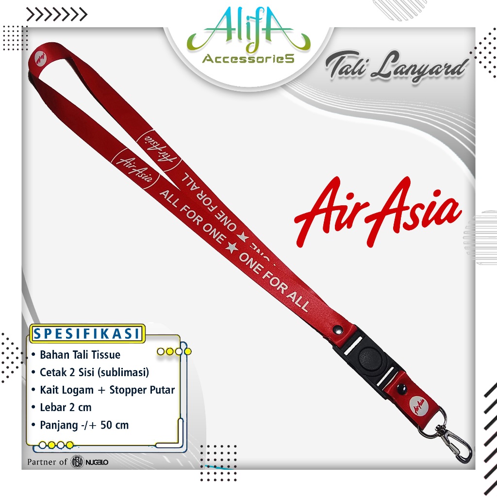 HP GANTUNGAN LANYARD STRAP สําหรับ ID CARD/CELLPHONE/KEY/ETC.. แอร์เอเชีย